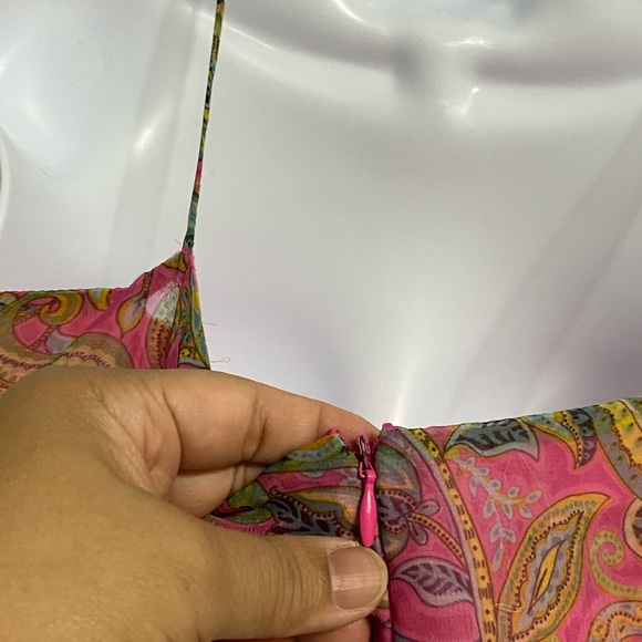 D6- JESSICA ASH Pink Paisley-Floral Spaghetti Dress - Picture 2 of 8